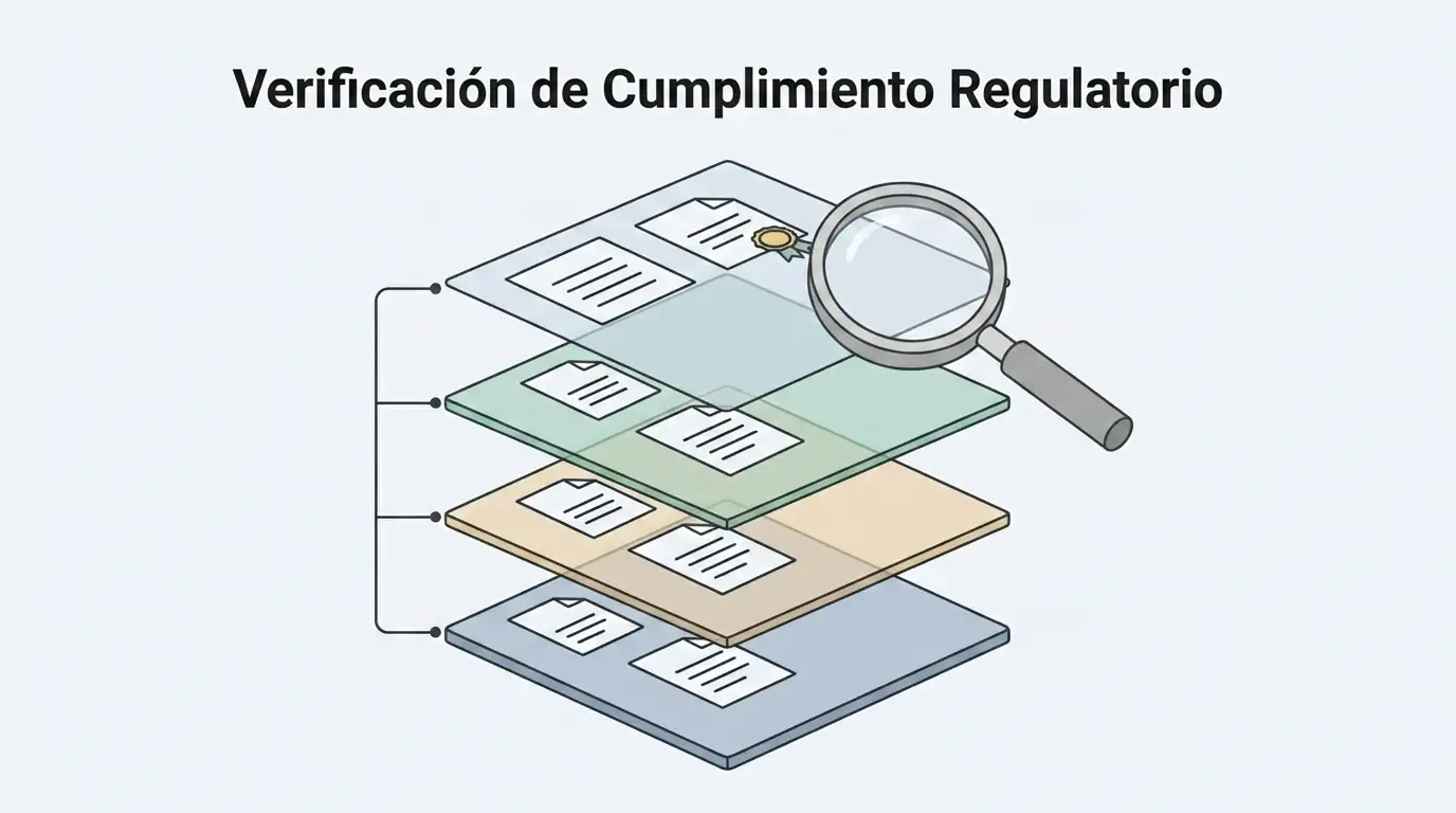 Ilustración editorial de cuatro capas para licencia local, aceptación, promociones y acceso técnico